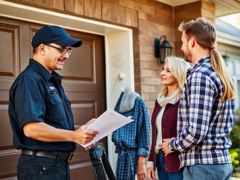 Plainfield Garage Doors technician explaining repair options to homeowners